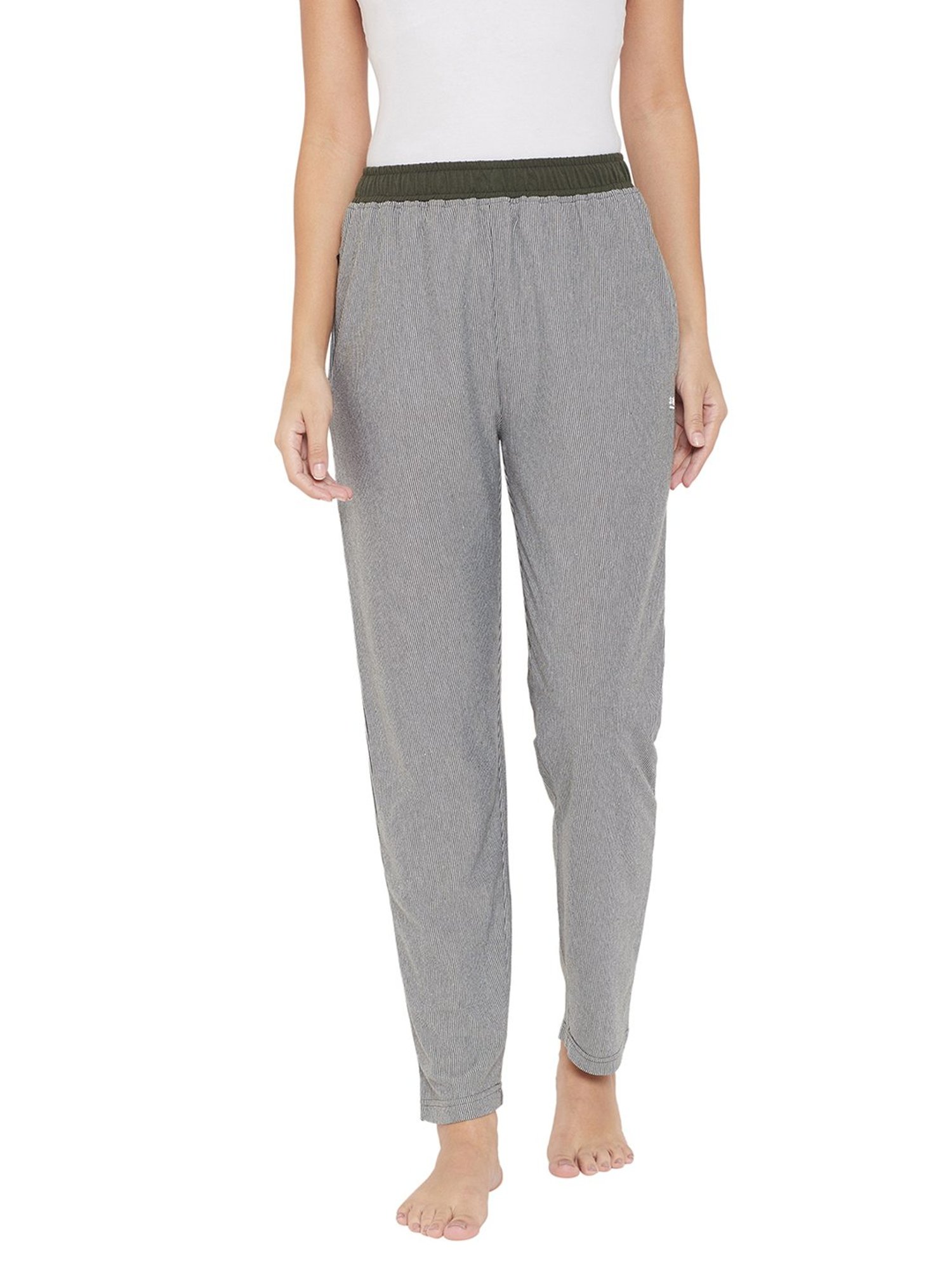Okane Olive & White Striped Lounge Pants