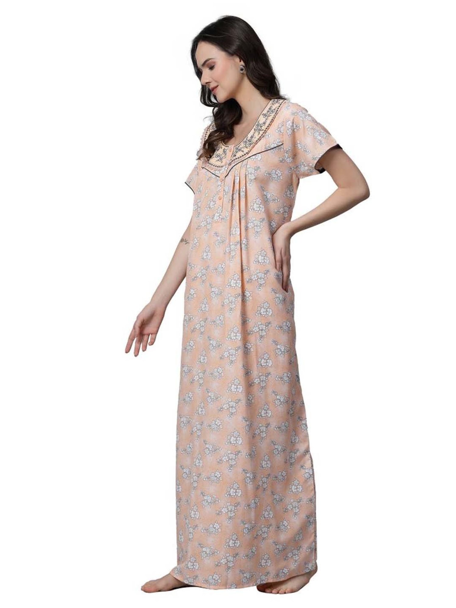 Sweet Dreams Peach Embroidered Nighty
