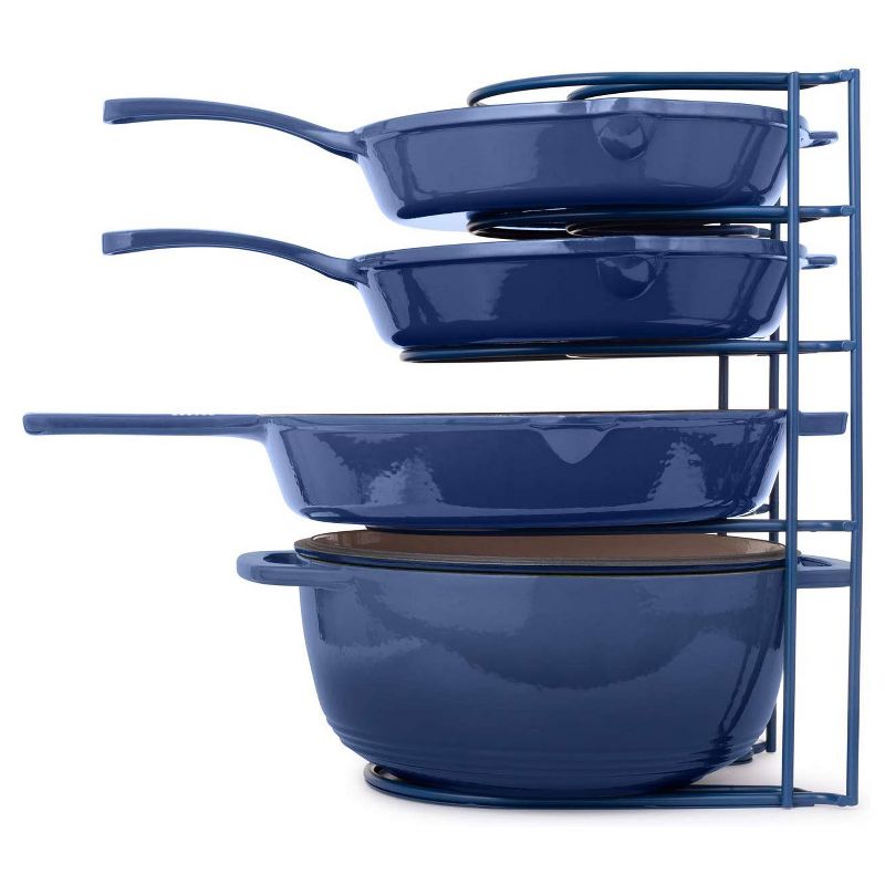 Cuisinel Heavy-Duty Extra-Large 15-Inch Tall 5-Tier Home Pan and Pot Cabinet Storage Organizer Rack, Blue