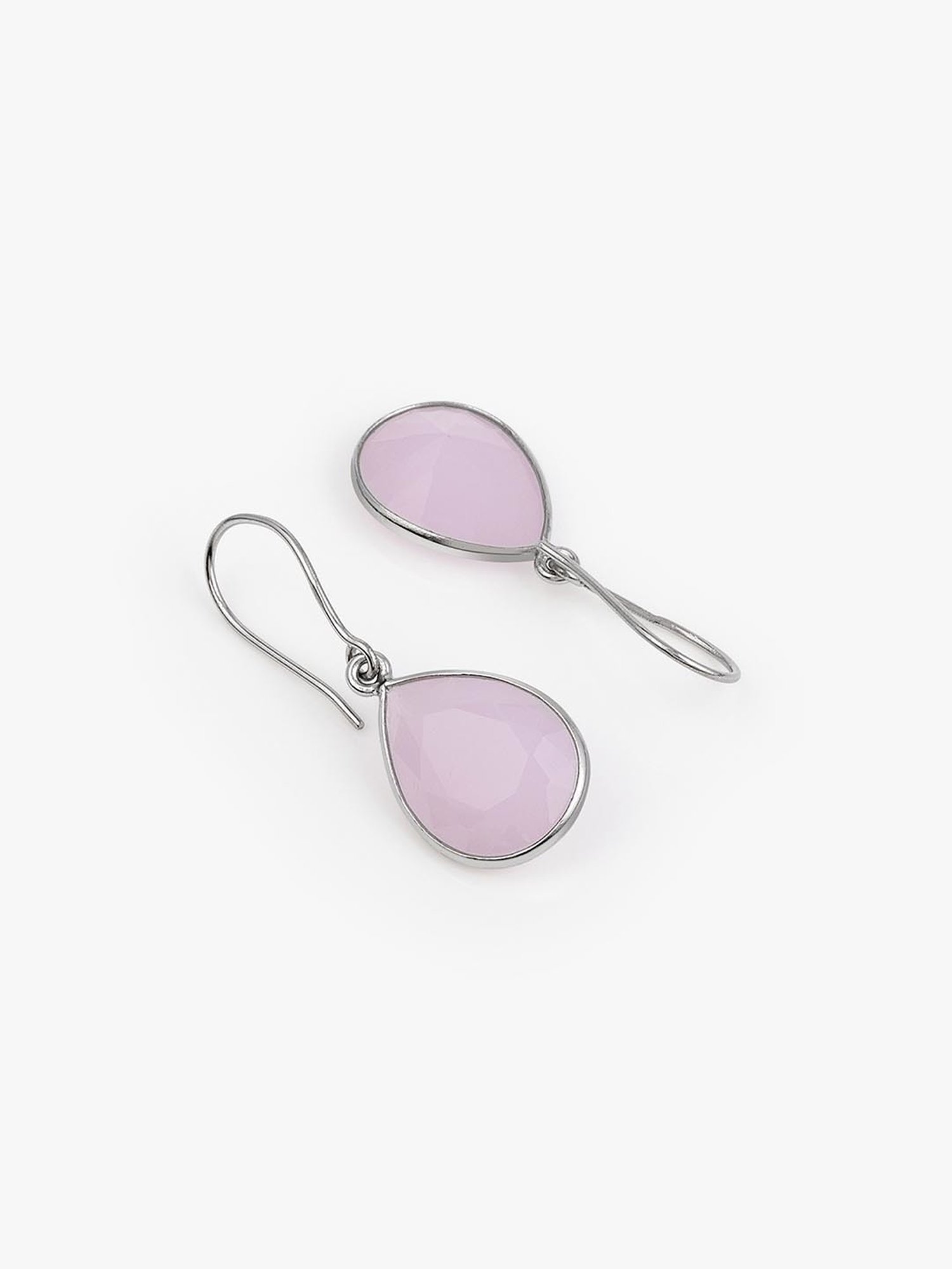March by FableStreet Sterling Silver Pink Chalcedony Drop Earrings for Women