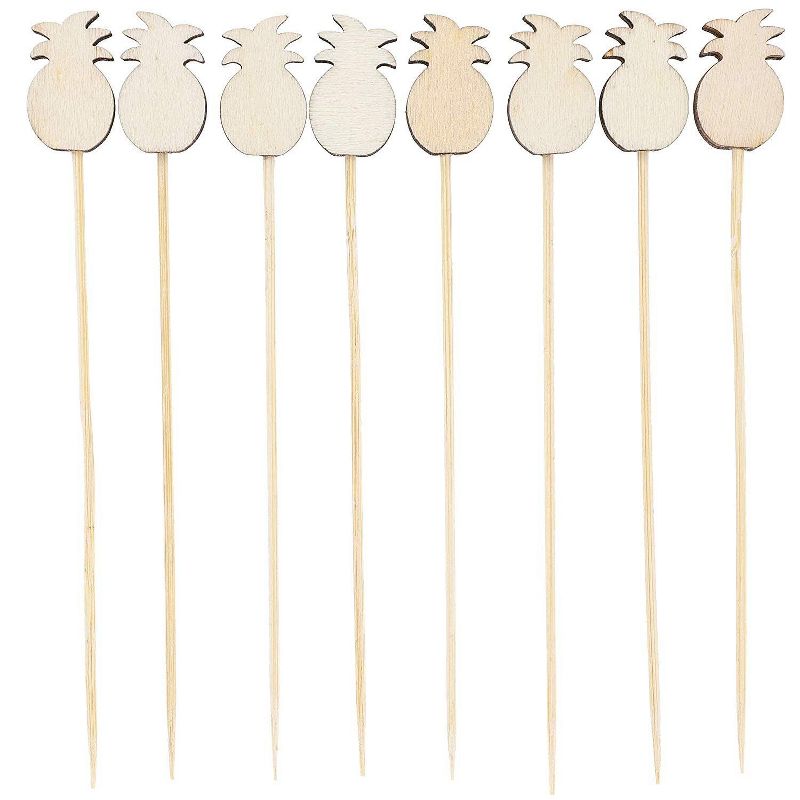 Juvale 120-Pack 5.5 Inch Tropical Hawaiian Wood Cocktail Party Pineapple Picks