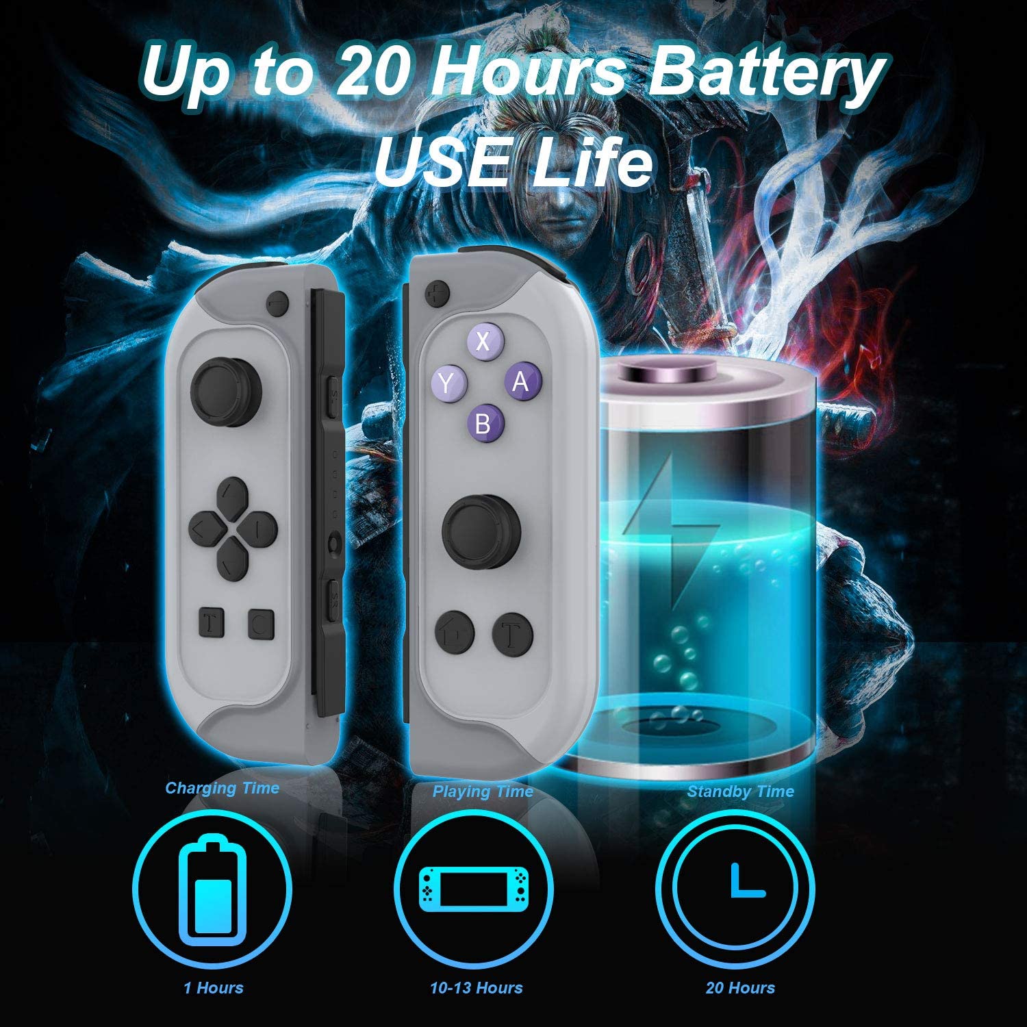 Switch Joy Pad Replacement for Switch,Switch Joy-con(L/R) Remotes Controller with Turbo,Motion Control & Dual Shock,Built-in Games Props Function-Wired/Wireless Switch Controller-Gray