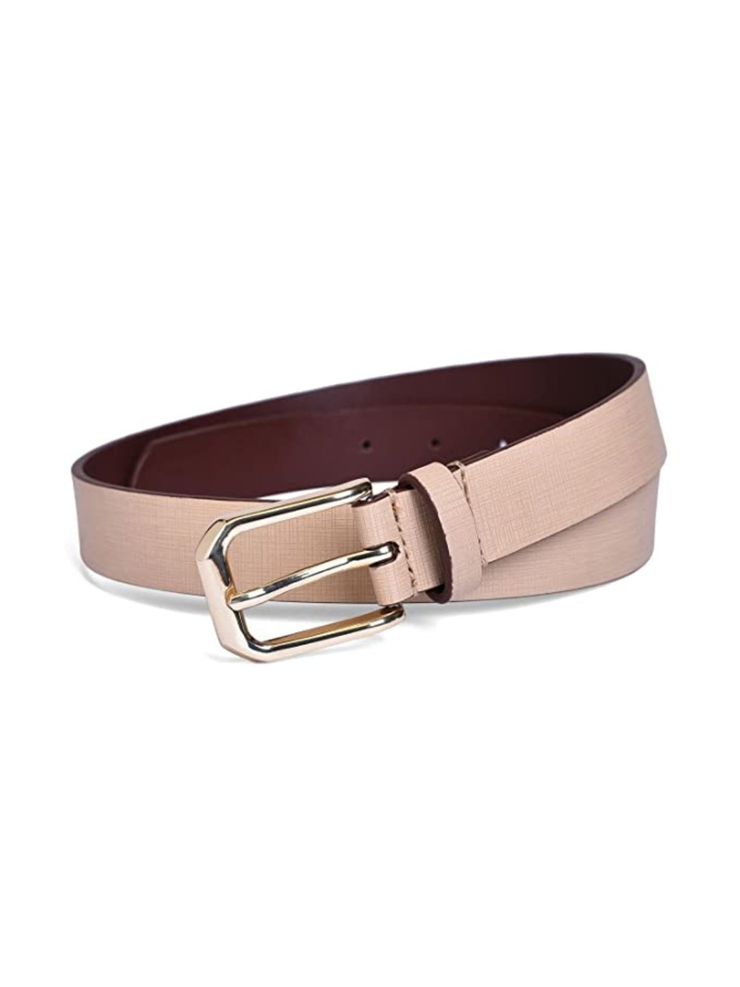 BELWABA Beige Casual Reversible Belt for Women