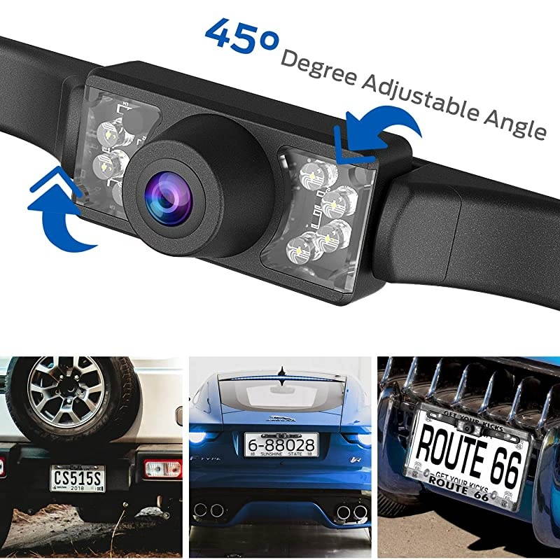 Backup Camera,  Ultra-Clear Night Vision Car Reverse Camera with 7 Bright LED Lights, IP68 Waterproof Rear View Universal Car Camera, 170&deg; Perfect Wide View Angle HD Back Up Camera for Car/Truck
