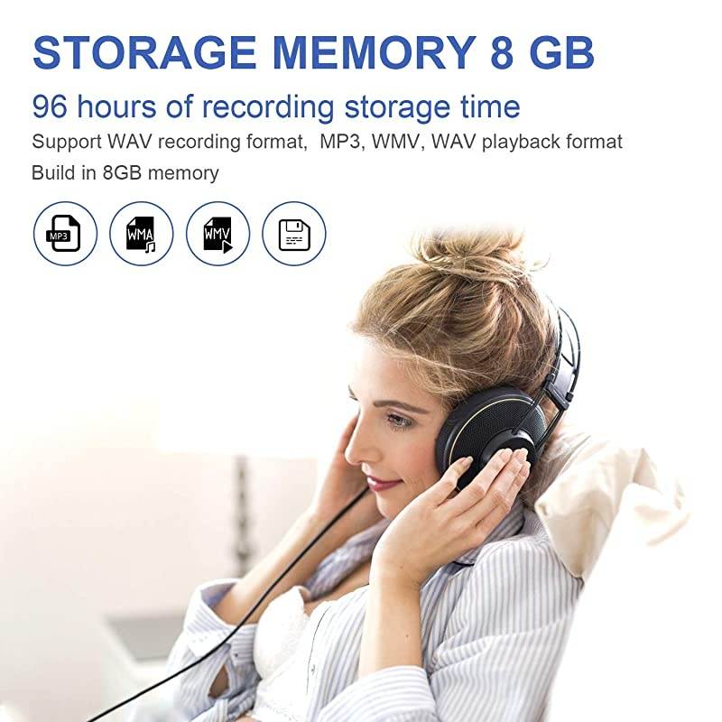 Recorder, Mini Activated Recorder, 8GB Memory Audio Recorders, Recording Device w/USB Rechargeable and MP3 Functions, Ideal for Lectures, Meetings, Interviews, Up to 96 Hours
