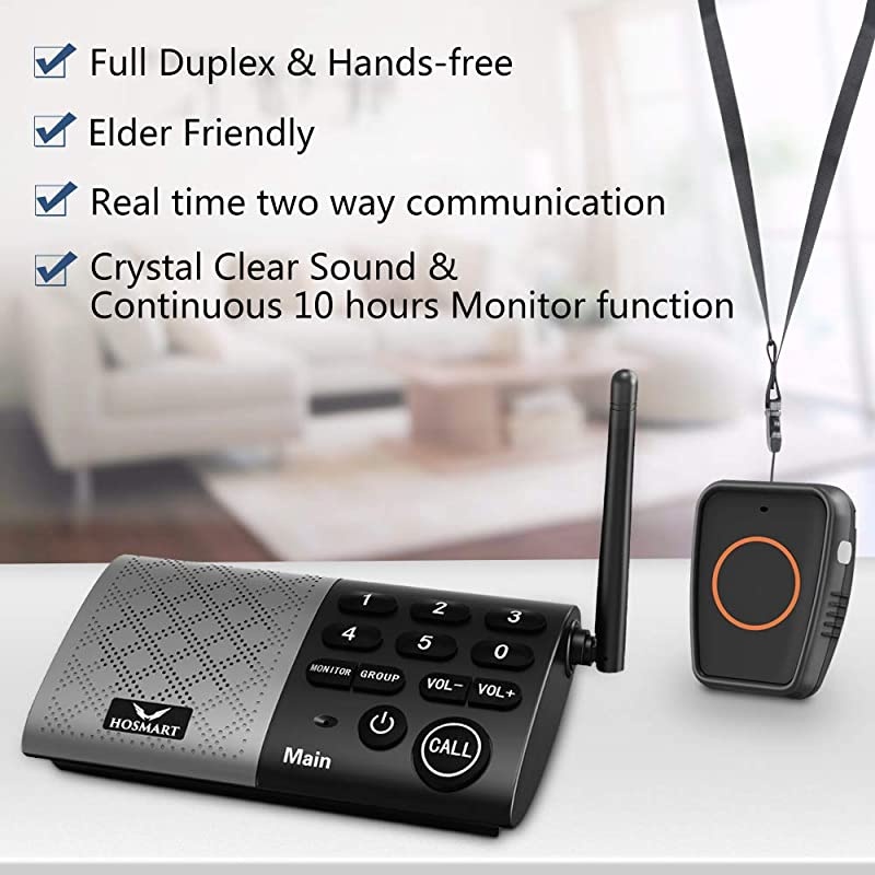 Wireless TwoWay Conversation Caregiver Pager for Elderly Senior Patient Personal Alert Alarm Nurse Call Button for Home Safety Alert System