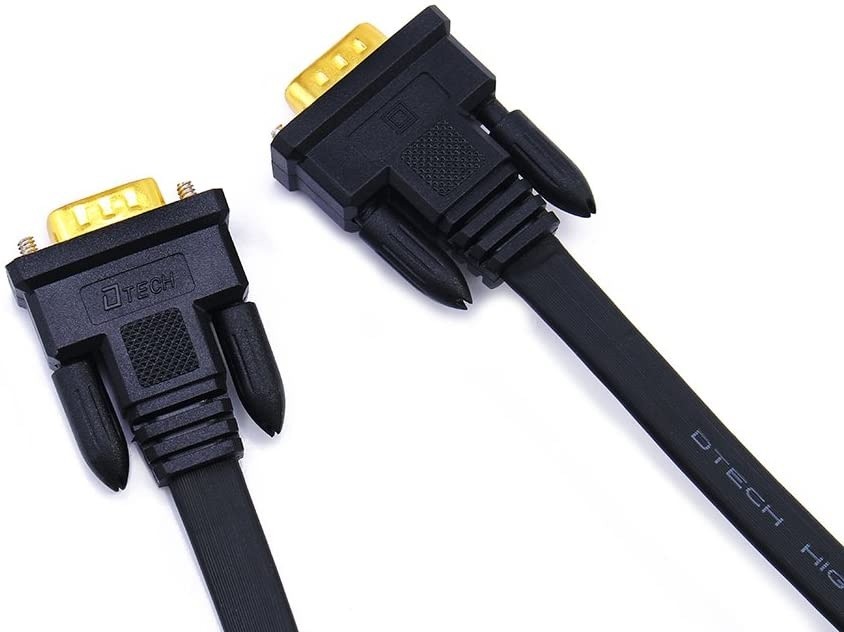 DTech Flat Thin Extra Long VGA Cable 100 ft Male to Male 15 Pin Connector Computer Monitor Cord 1080p High Resolution (31 Meter Black)