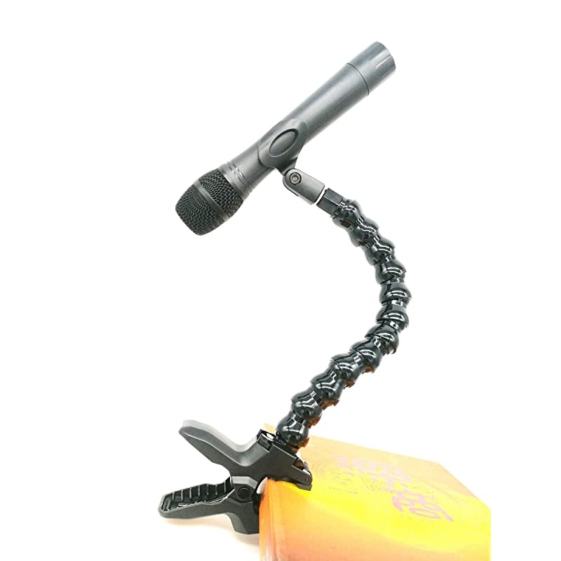 Mic Clamp Grip with 58quot27 Thread Gooseneck Extension Mount Holder for Microphones Work for any Music Stand Microphone Stand and Tripods