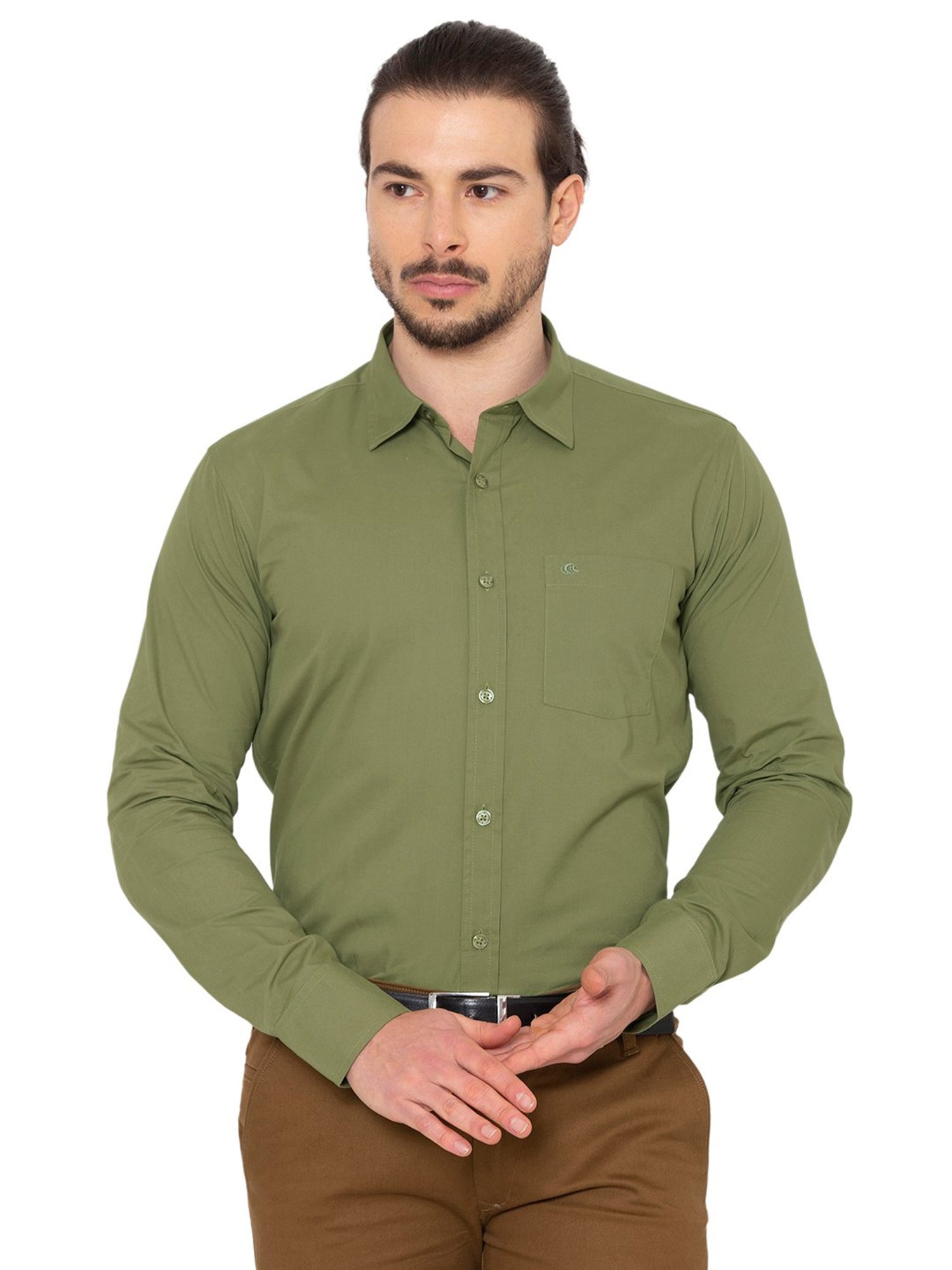Allen Cooper Olive Regular Fit Shirt