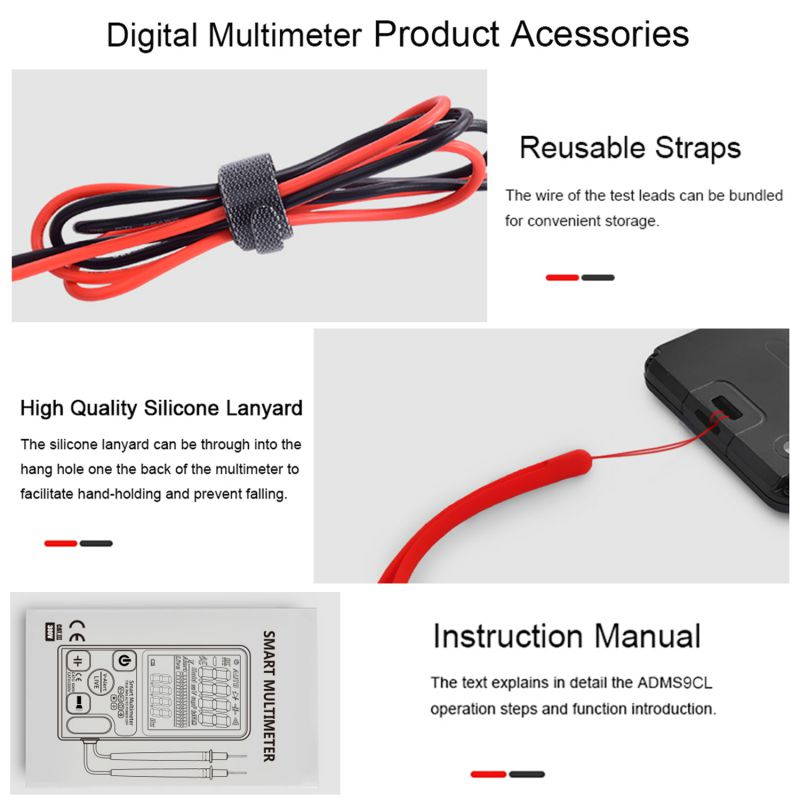BSIDE 9999 Counts Smart Multimeter True RMS Digital Multimeter Measuring AC/DC Voltage Resistance Frequency with LCD Display DC/AC Voltage Meter Resistance Capacitance Diode Tester Measure Continuity