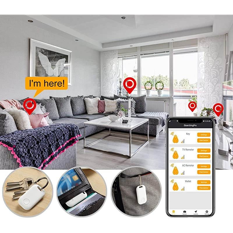 Key Finder Smart Tracker Item Finder Phone Finder Bluetooth Smart Tag-Multi Color 3Pack