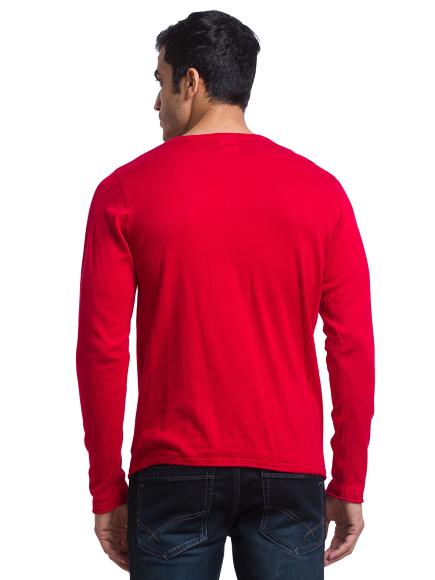 Parx Red Cotton Regular Fit Sweaters