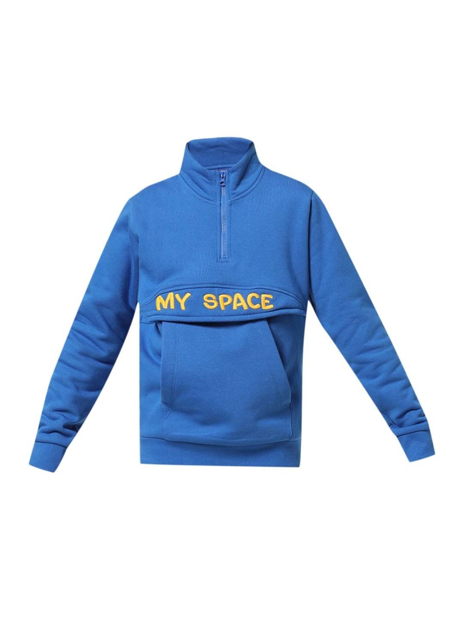 Jack & Jones Junior Blue Embroidered Full Sleeves Sweatshirt