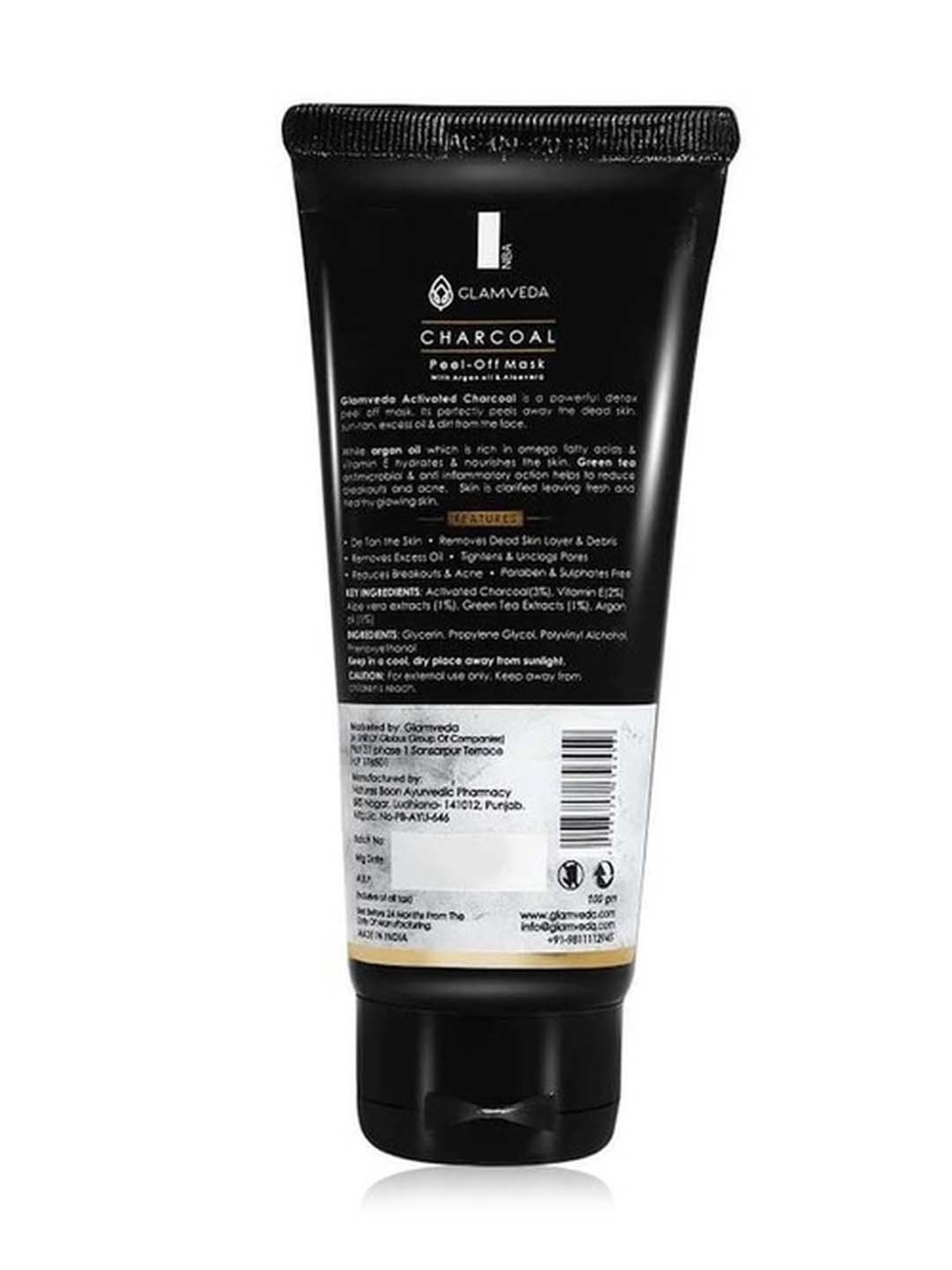 Glamveda Charcoal Peel Off Argan Oil & Aloe Vera Mask - 100 gm