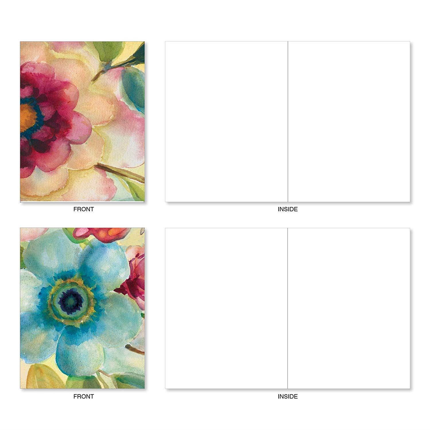 Watercolor Botanicals: 20 Assorted Blank All Occasions Notecards With Details of Floral-Themed Watercolor Paintings, with Envelopes. AM3314OCB-B2x10