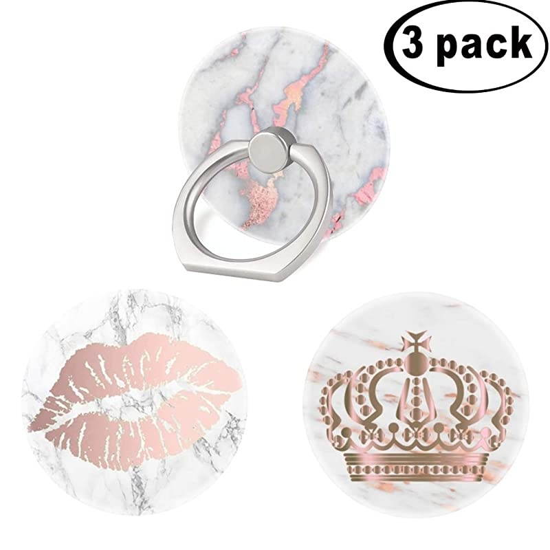 Pack) Mobile Phone Ring Holder Finger Grip,Rose Gold Marble Cell Phone Stand Collapsible Kickstand Compatible with All Smartphone