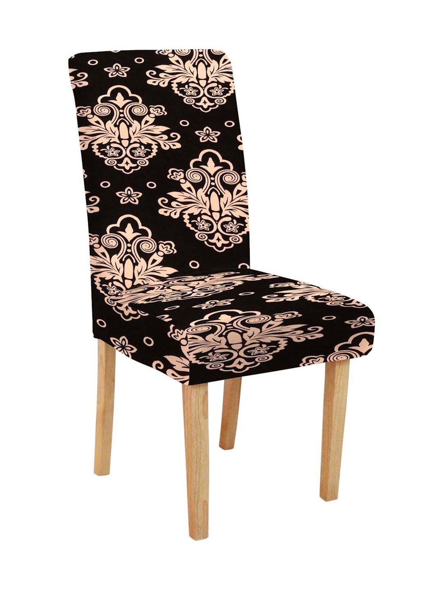 HOSTA HOMES Black Polyester Stretchable Printed Chair Cover