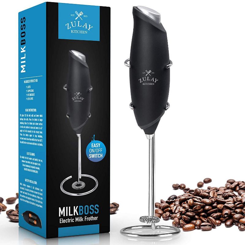 One Touch Milk Frother Electric Handheld Foam Maker for Lattes - Mini Blender and Milk Foamer Frother for Cappuccino, Frappe, Matcha, & Hot Chocolate