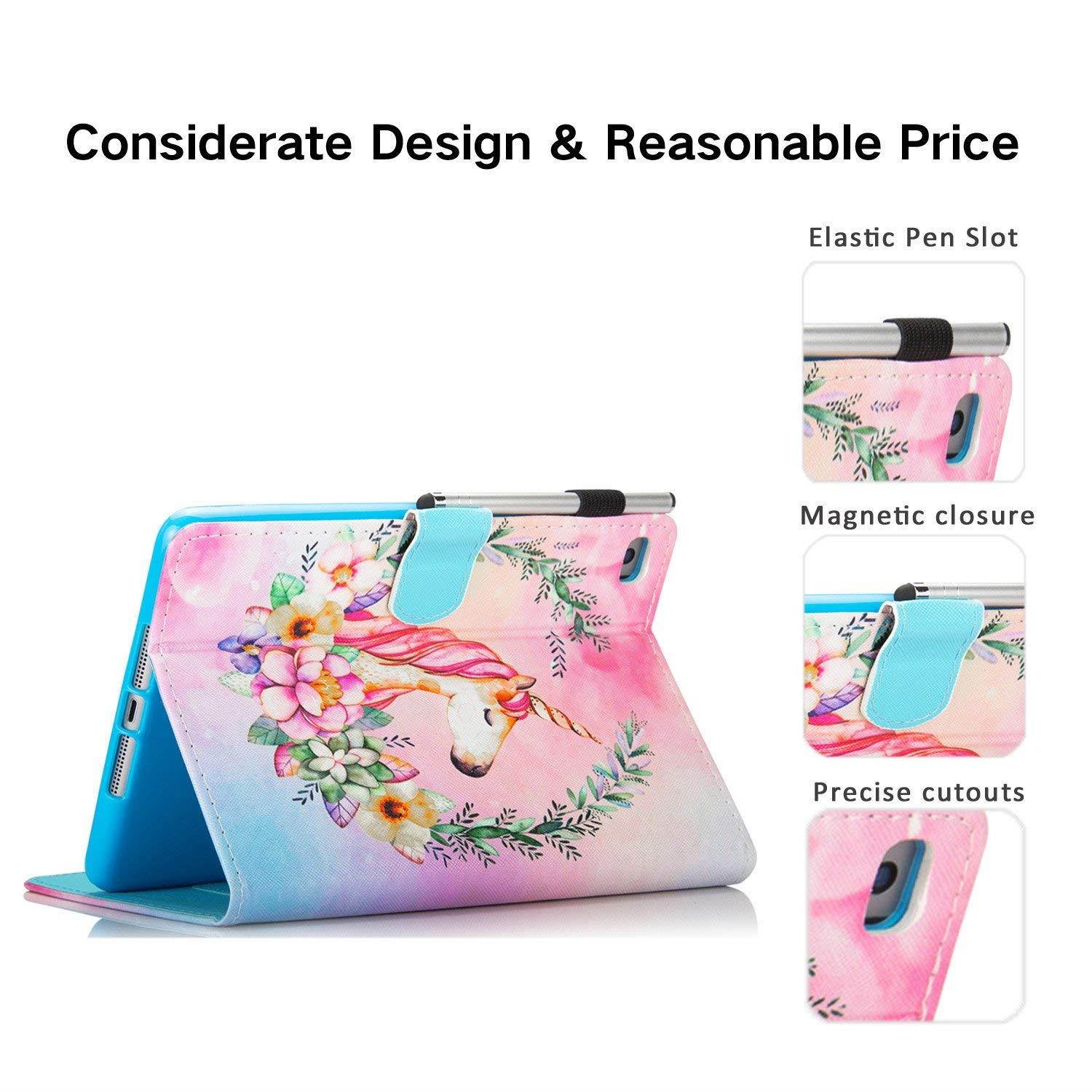 New iPad 9.7 Inch 2017 2018 / iPad Air 2 / iPad Air Case - Monstek Smart Flip Leather Stand Wallet Protective Case Auto Wake/Sleep Cover for iPad 9.7 Inch 2017 2018,iPad Air 1 2,03 Flower Horse