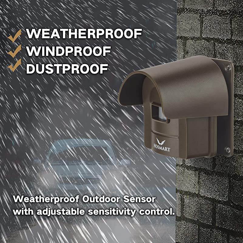 Mile Hosmart Rechargable Driveway Alarm Wireless Sensor System Driveway Sensor Alert System Weatherproof Security Outdoor Motion Sensor Detector