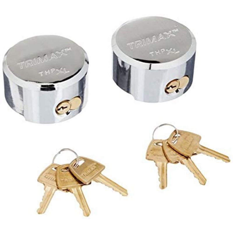TRIMAX Hockey Puck Internal Shackle Trailer Door Locks Keyed Alike with Enlarged Lock Opening and 3/8-inch Internal Shackle Diameter (2 Pack)