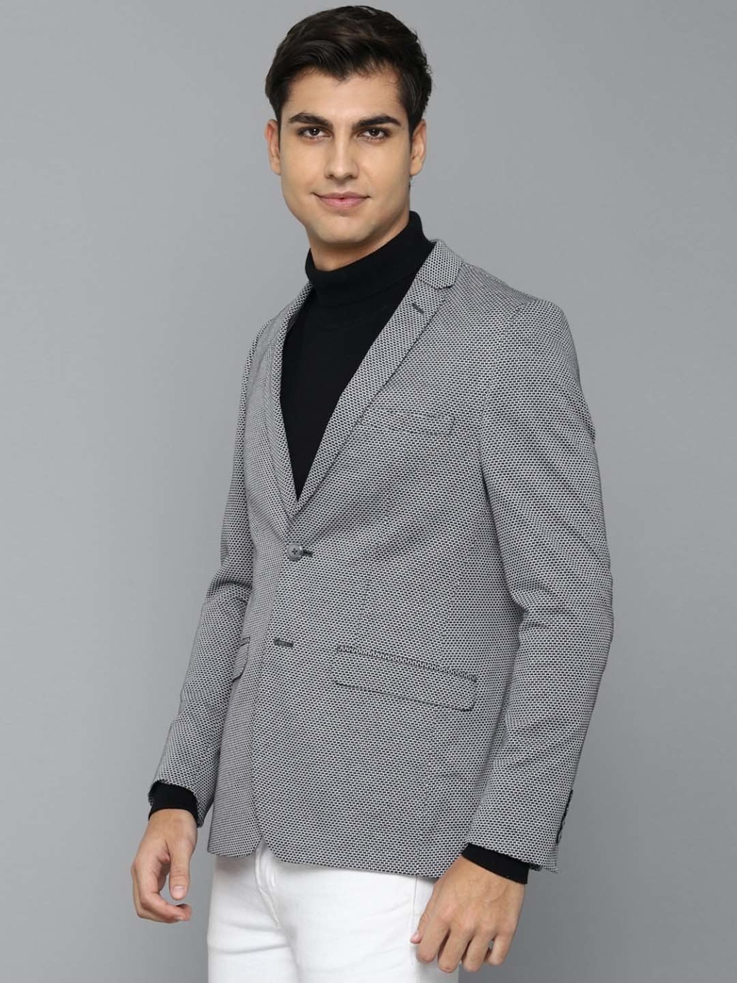 Louis Philippe Light Blue Regular Fit Blazer