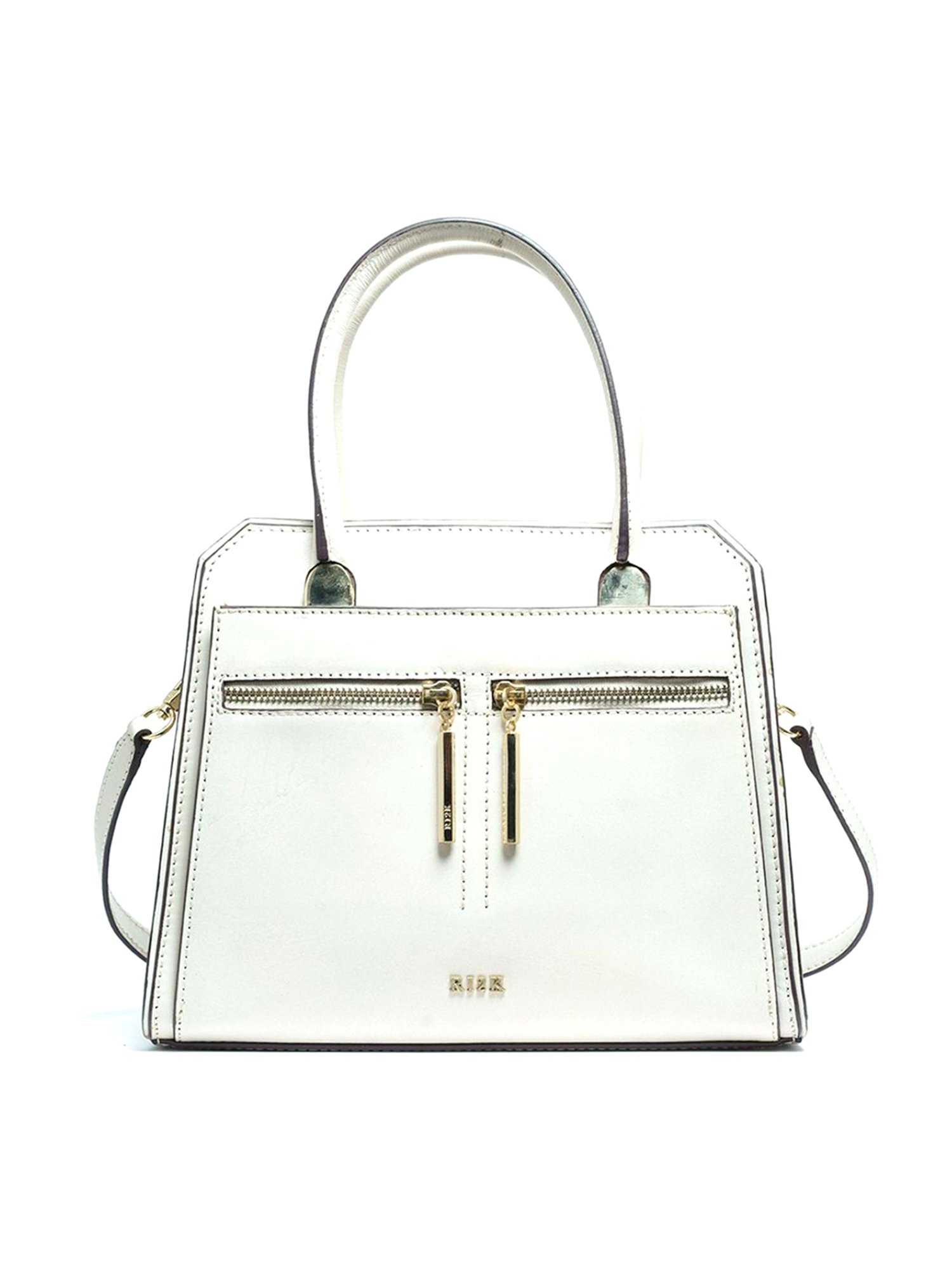 RI2K London White Leather Medium Satchel Handbag