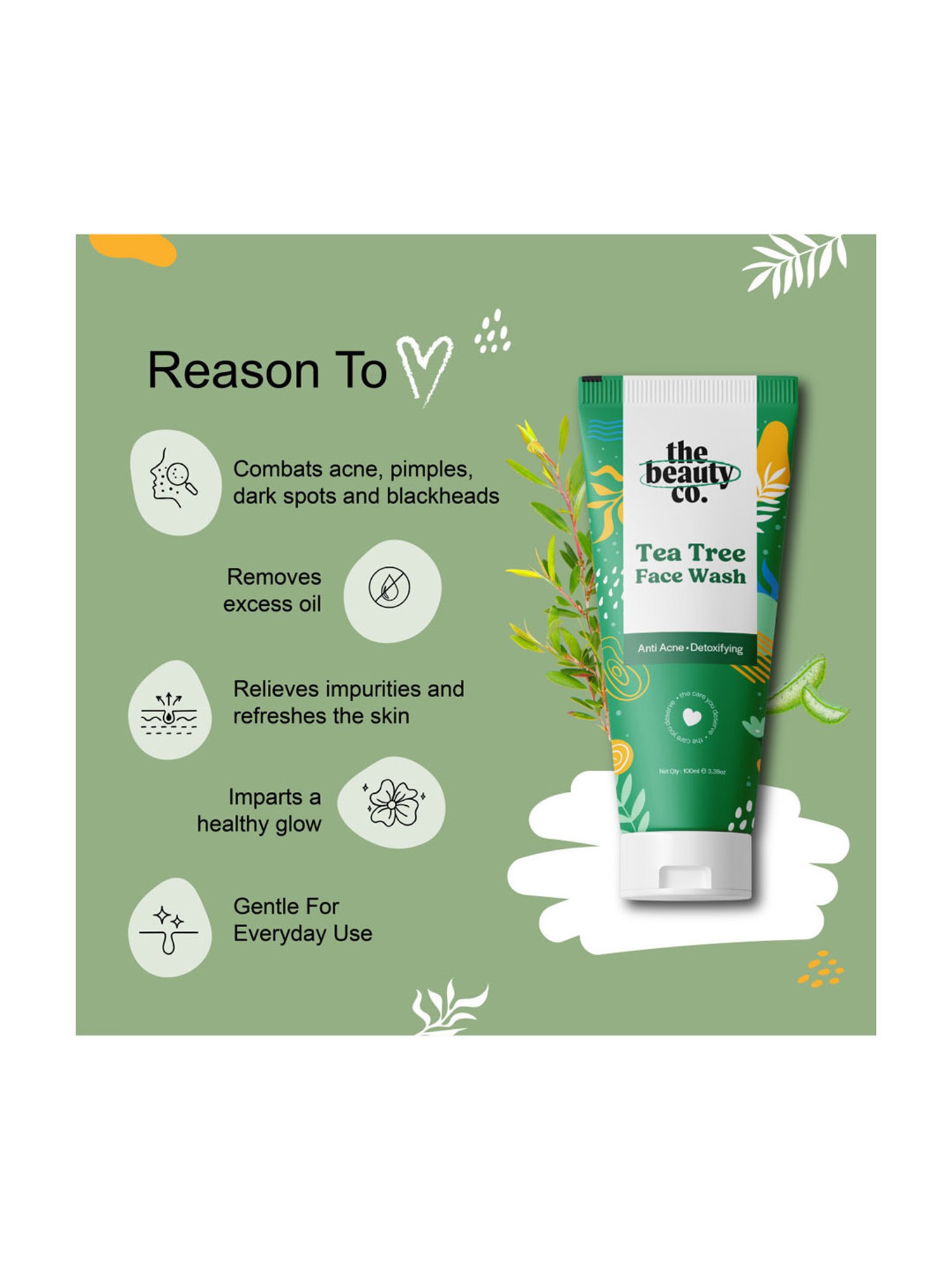 The Beauty Co. Tea Tree Face Wash with Salicylic Acid For Anti Acne - 100 ml