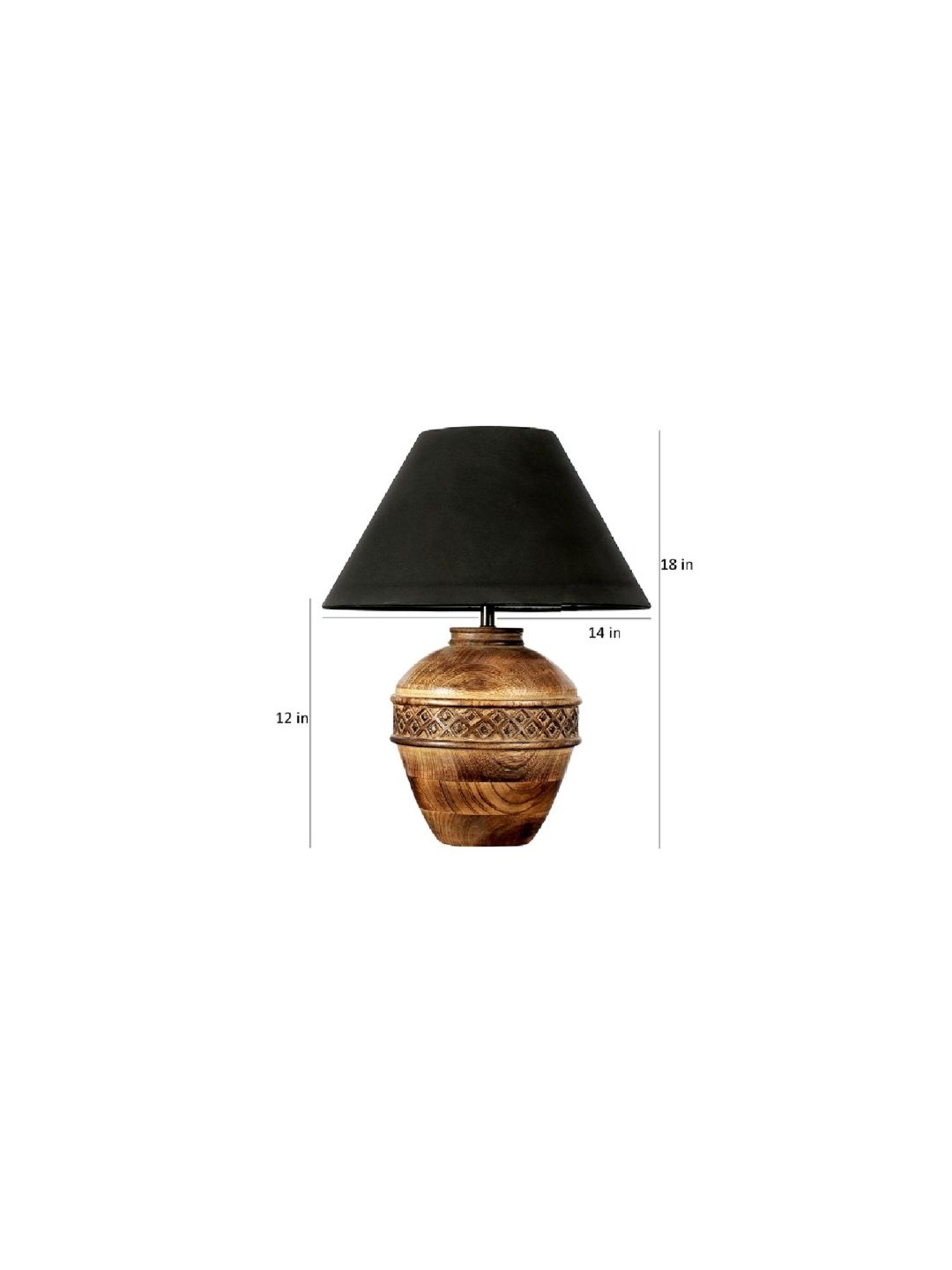 Kapoor Lamp Shades Brown & Black Wood Cromwell Large Carved Table Lamp
