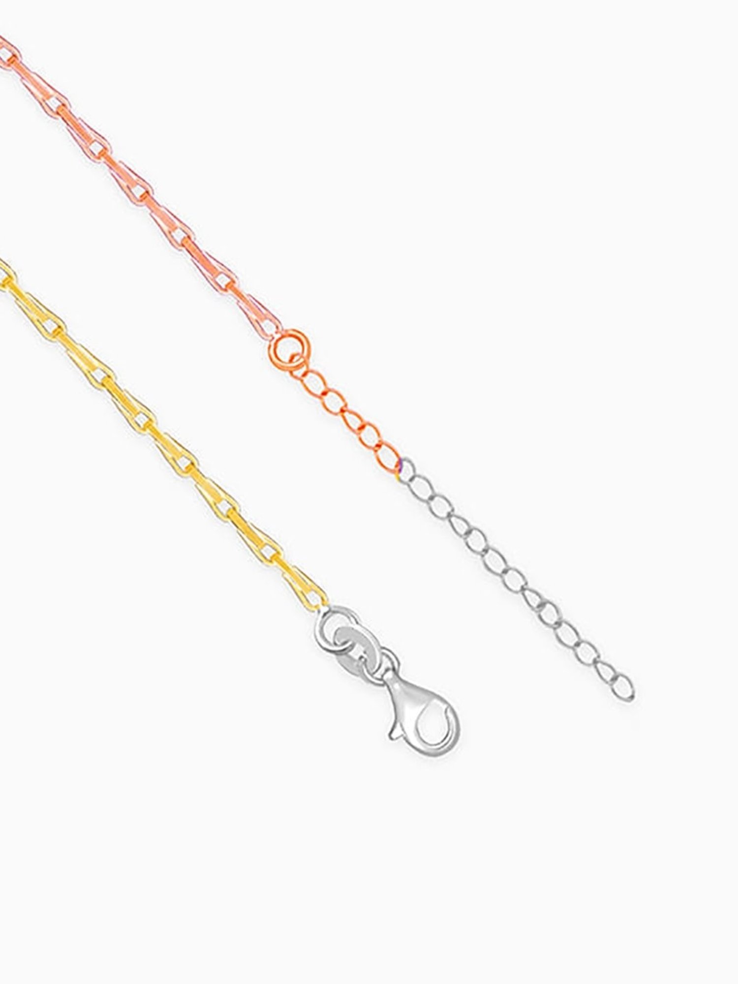 GIVA 92.5 Sterling Silver Three-Tone Bar Chain for Womens and Girls