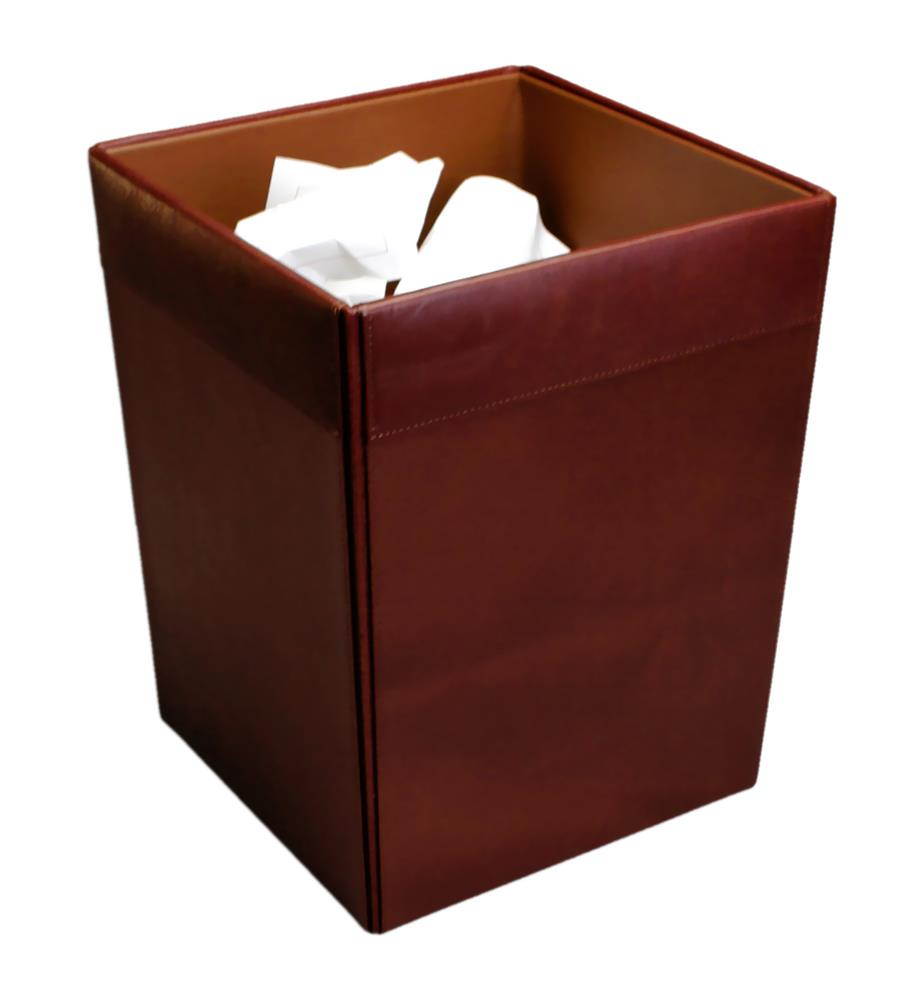A3003 9 1/2 x 9 1/2 x 12 Square Waste Basket Mocha Leather