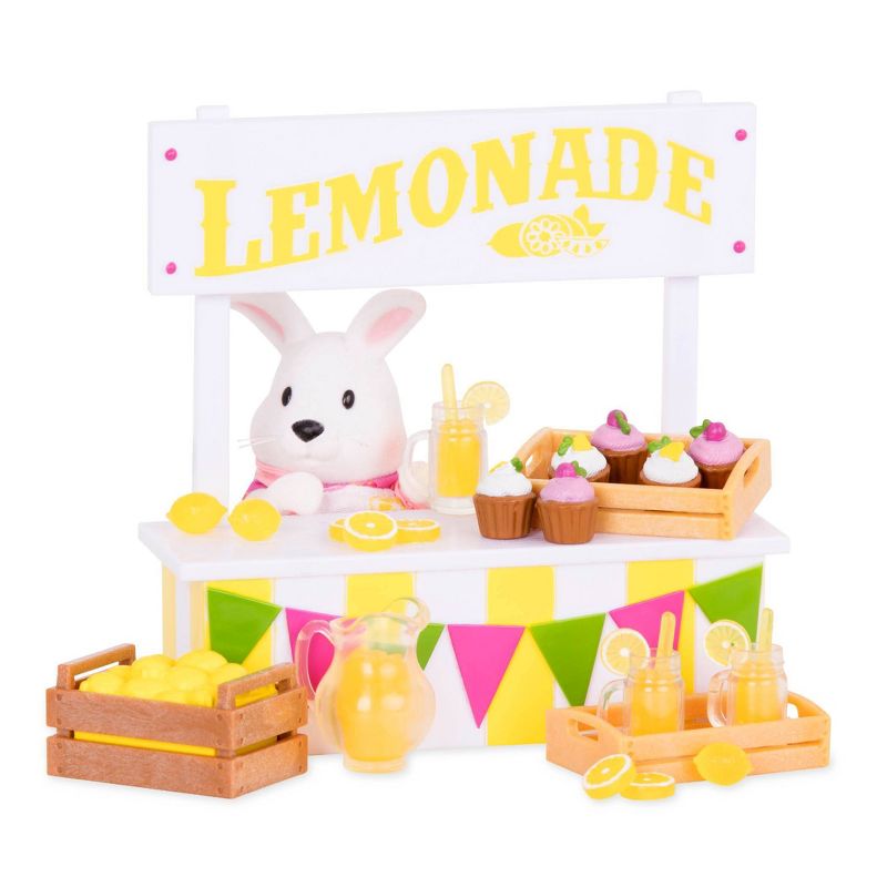 Li'l Woodzeez Miniature Playset with Animal Figurine 25pc - Lemonade Stand Set