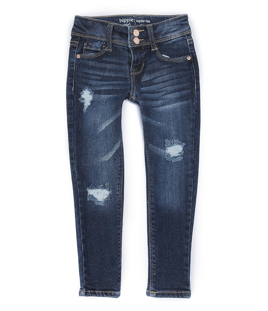 Hippie Girl Little Girls 4-6X Throwback Destructed Authentic Denim Skinny Jean