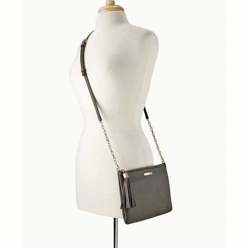 VR NYC Magnetic Strap Closure Mosaic Design Denim Laser Cut Crossbody Bag - Blue