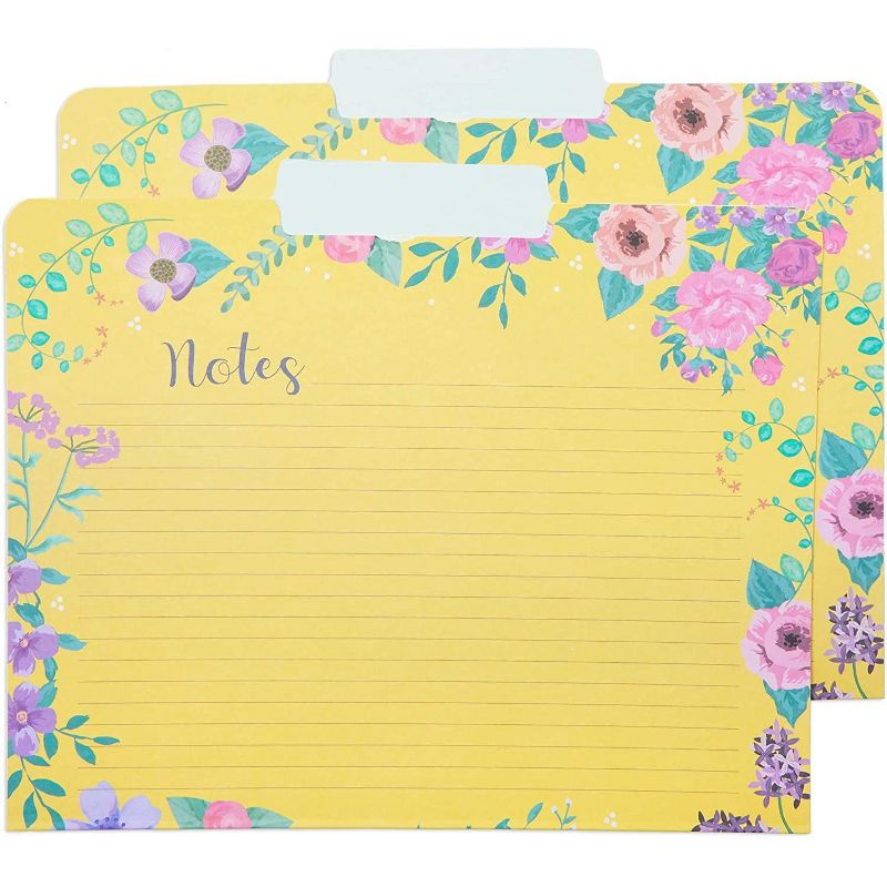 Paper Junkie 12-Pack Floral File Cabinet Folders with 1/3 Cut Tab A4 Letter Size Document 11.5 x 9 in, 6 Design
