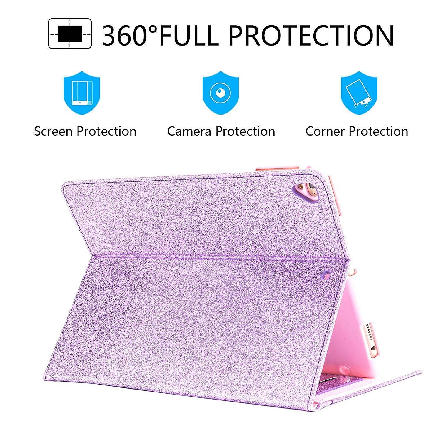 Casii iPad Air/iPad Air 2/iPad 9.7 Inch 2018 2017 Case,PU Leather Folio Stand Smart Premium Cover Case with Card Slots Wallet Pocket Auto Wake/Sleep for Apple iPad 5th/6th Gen/iPad Air 2/1,Purple