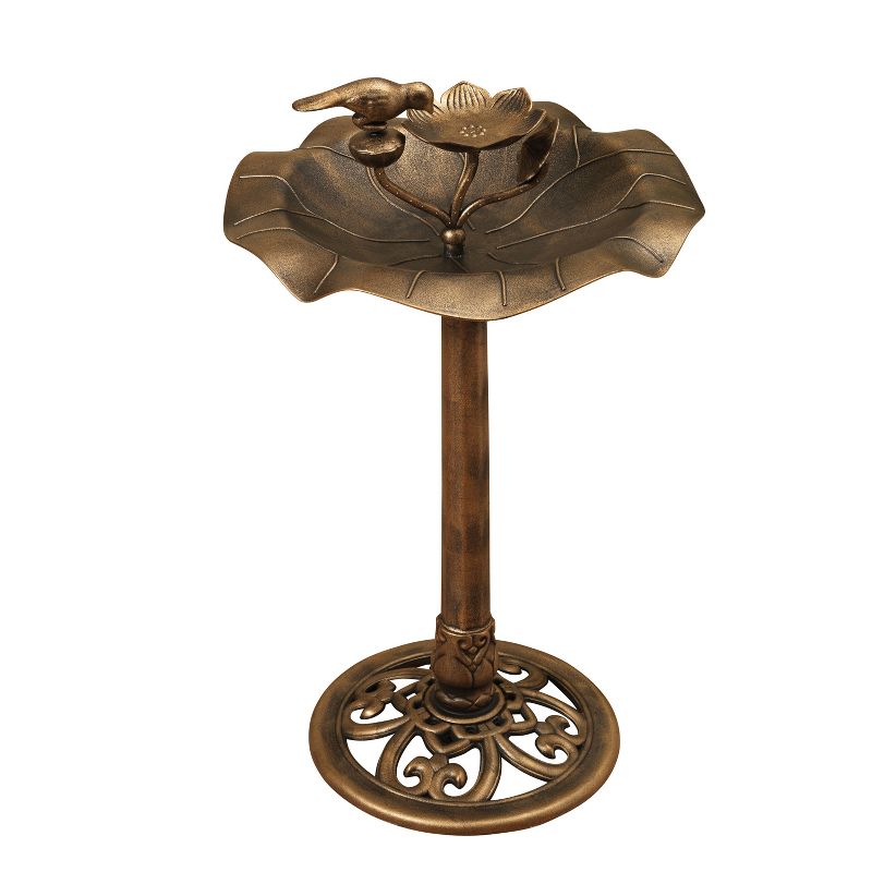 13.5" Classic II Antique Copper Birdbath w/ Rail Mount Bracket - Achla Designs