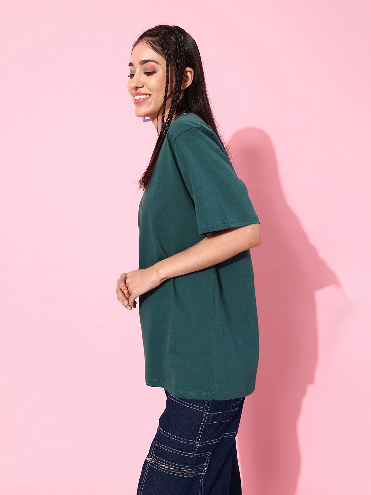 Dillinger Green Cotton Graphic Print Oversized T-Shirt