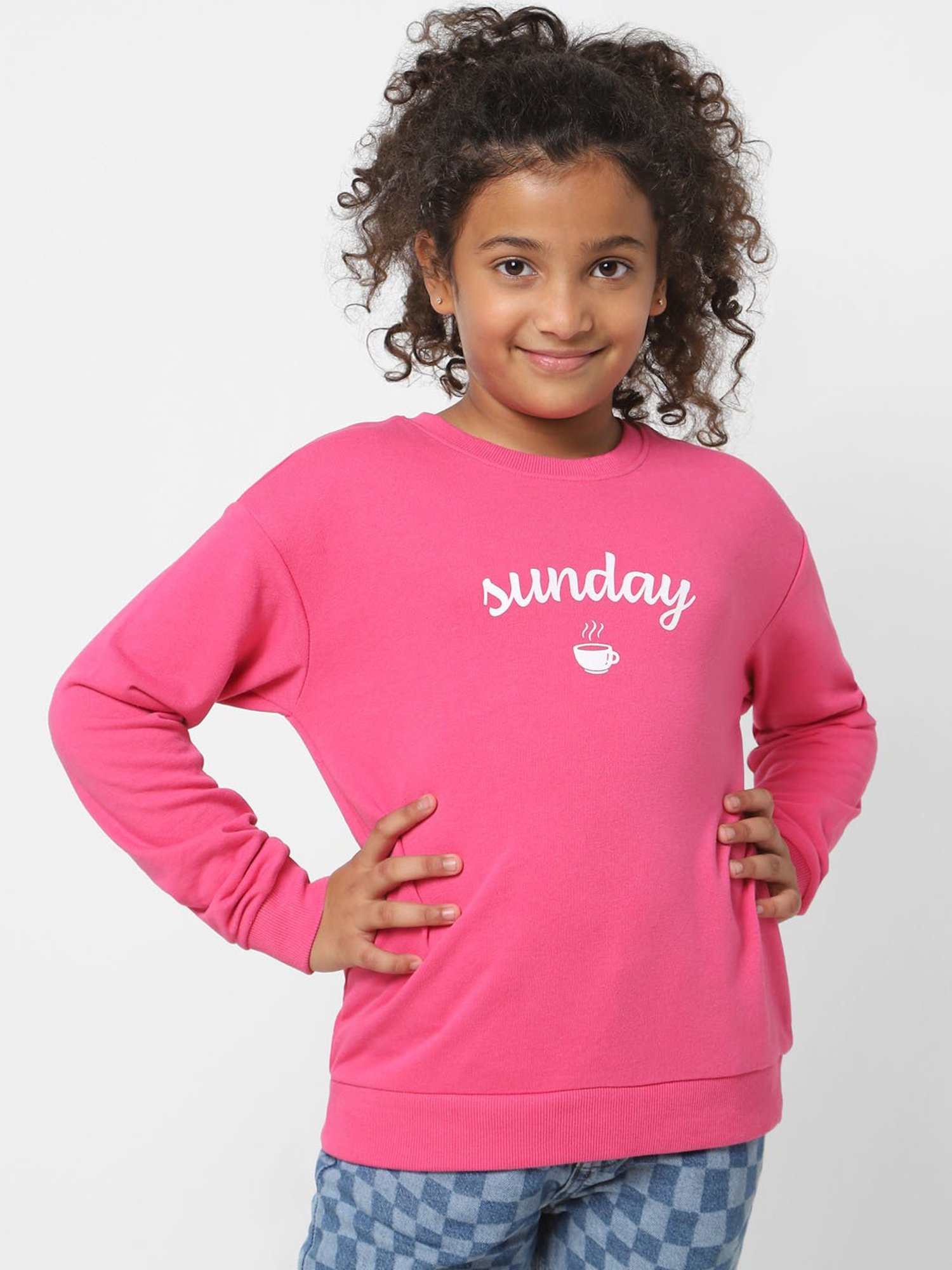 KIDS ONLY Pink Graphic Print Full Sleeves Sweatshirt
