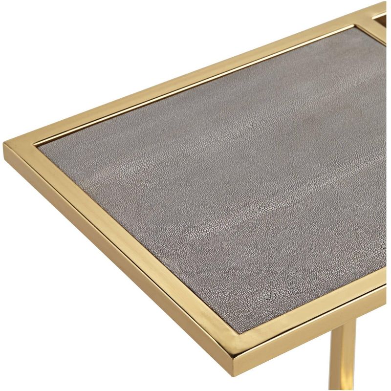 55 Downing Street Kingsroad 19" Wide Gold and Gray Accent Table with Magazine Holder