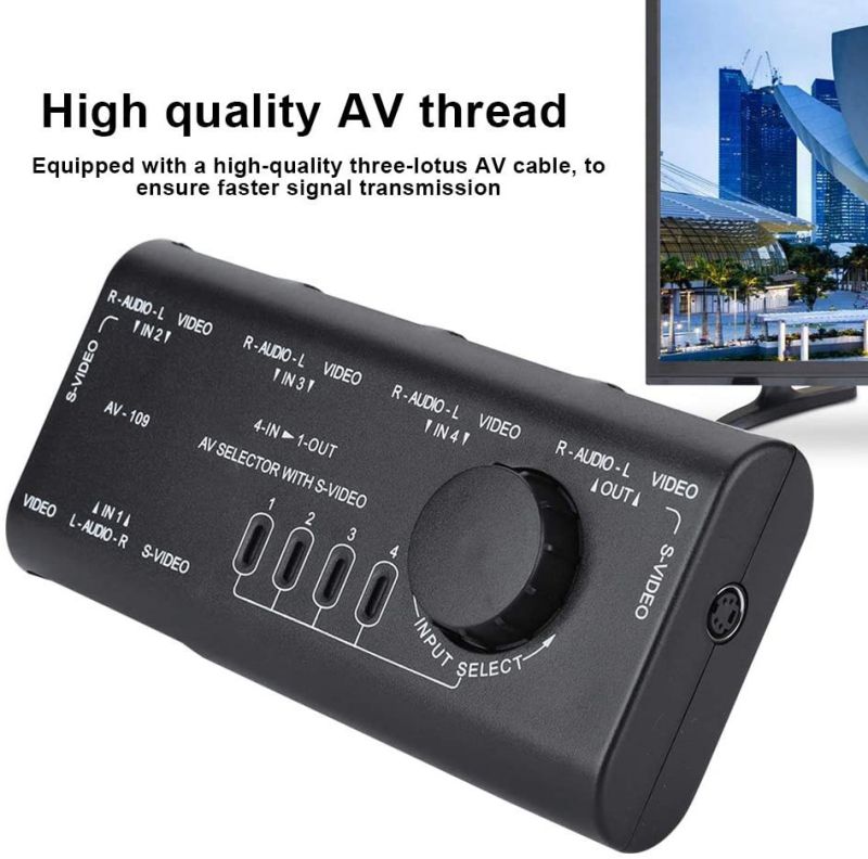 SOONHUA Shockproof Audio and Video Converter 4 in 1 Out Switcher 4 Way Splitter Suitable for Home Video Game Projector