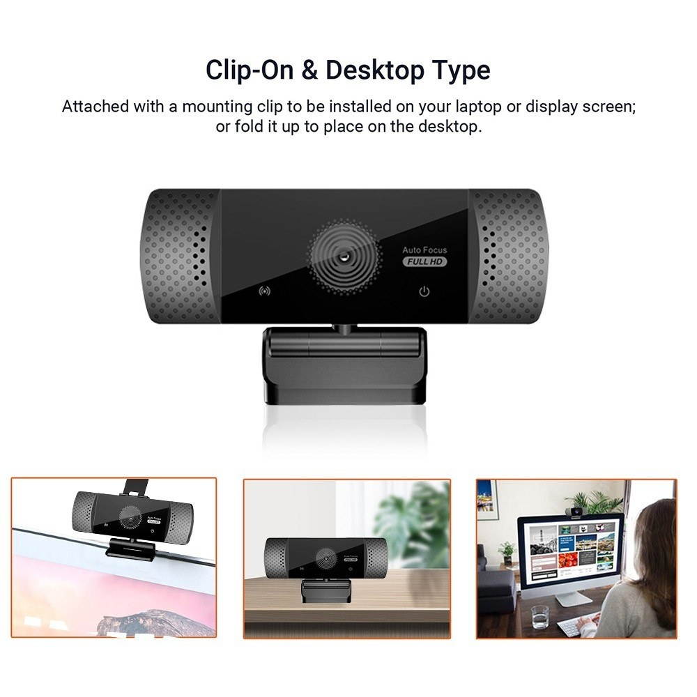 USB Web Camera 1080P HD 2MP Auto Focus Computer Camera Webcams Built-in Microphone Lens Cover with Tripod for