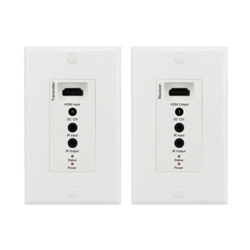HDMI over RJ45 Cat5e Cat6 w/ IR Remote LAN Wall Plate Receiver 3D 1080P