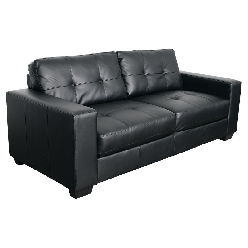 Club Tufted Black Bonded Leather Sofa - CorLiving