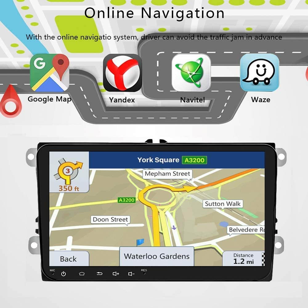 Double Din Car GPS Navigation Head Unit 9" Touch Screen for VW Skoda Octavia Golf Touran Passat B6 Jetta Polo Tiguan in Dash Autoradio Android Car Radio Support Bluetooth WiFi+ Rear View Camera