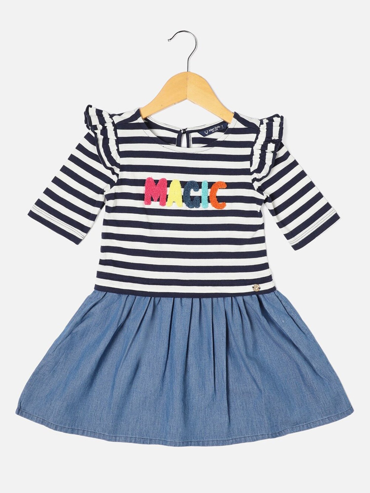 Allen Solly Junior Blue & White Striped Dress