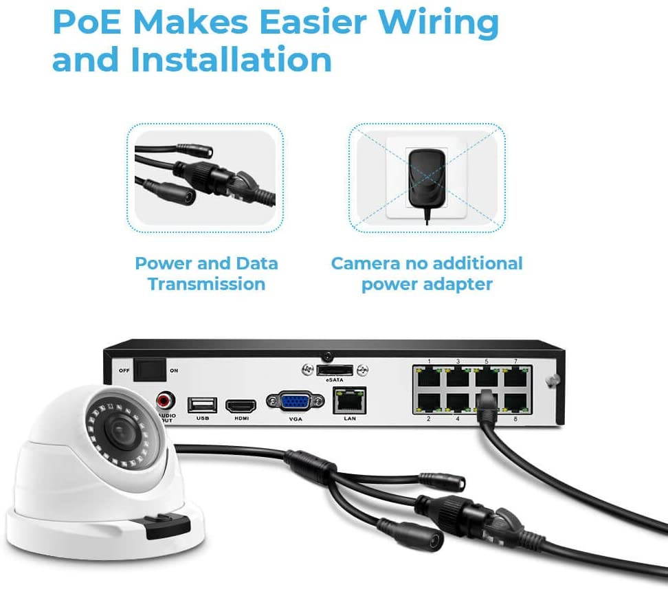 Reolink 8CH 4MP PoE Home Security Camera System, 4x 1440P HD Outdoor PoE Dome IP Cameras D400 and 2TB HDD NVR, 100ft Night Vision Audio, RLK8-420D4-4MP