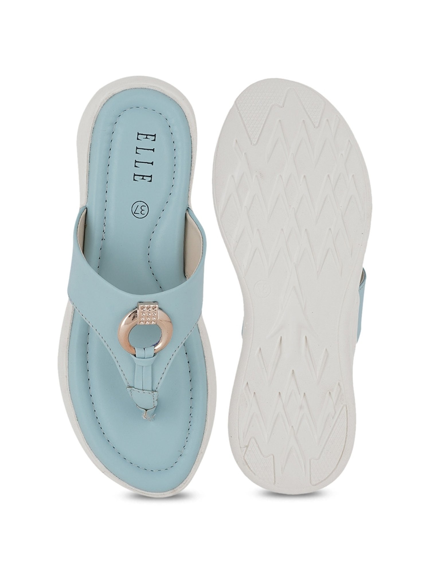 Elle Women's Sky-Blue Thong Wedges