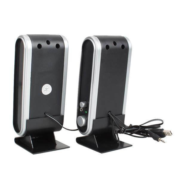 Laptop Computer Speaker 6W USB Power with Ear Jack (Speaker)USB port Black