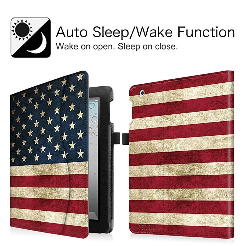 Case for iPad 2 3 4 Old Model 97 inch Tablet Corner Protection MultiAngle Viewing Smart Stand Cover with Pocket Auto SleepWake for iPad 23 iPad 4th Gen Retina Display US Flag